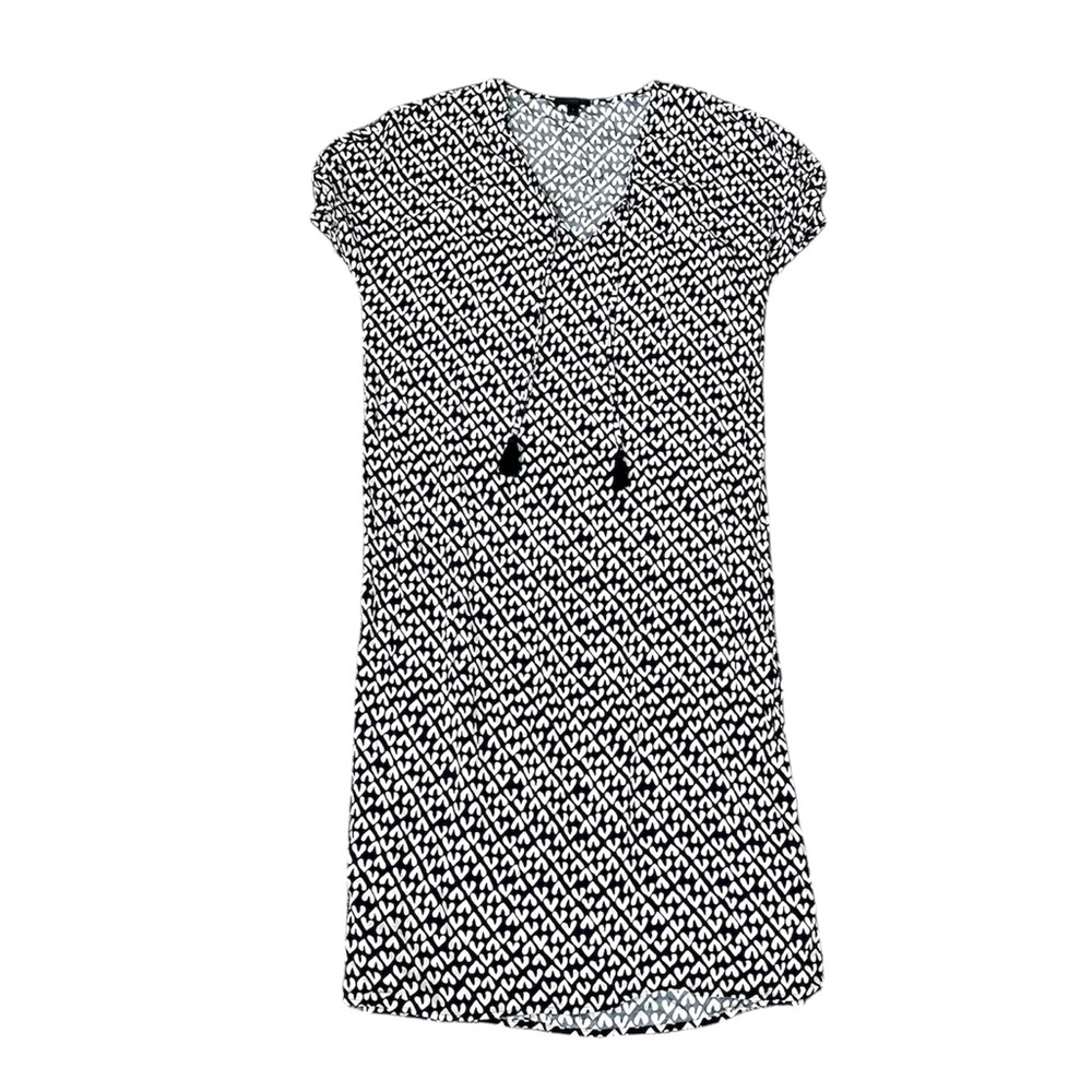 J Crew Navy and White Patterned Maxi Tunic Style Lightweight Swim Coverup Sz S - Picture 1 of 5